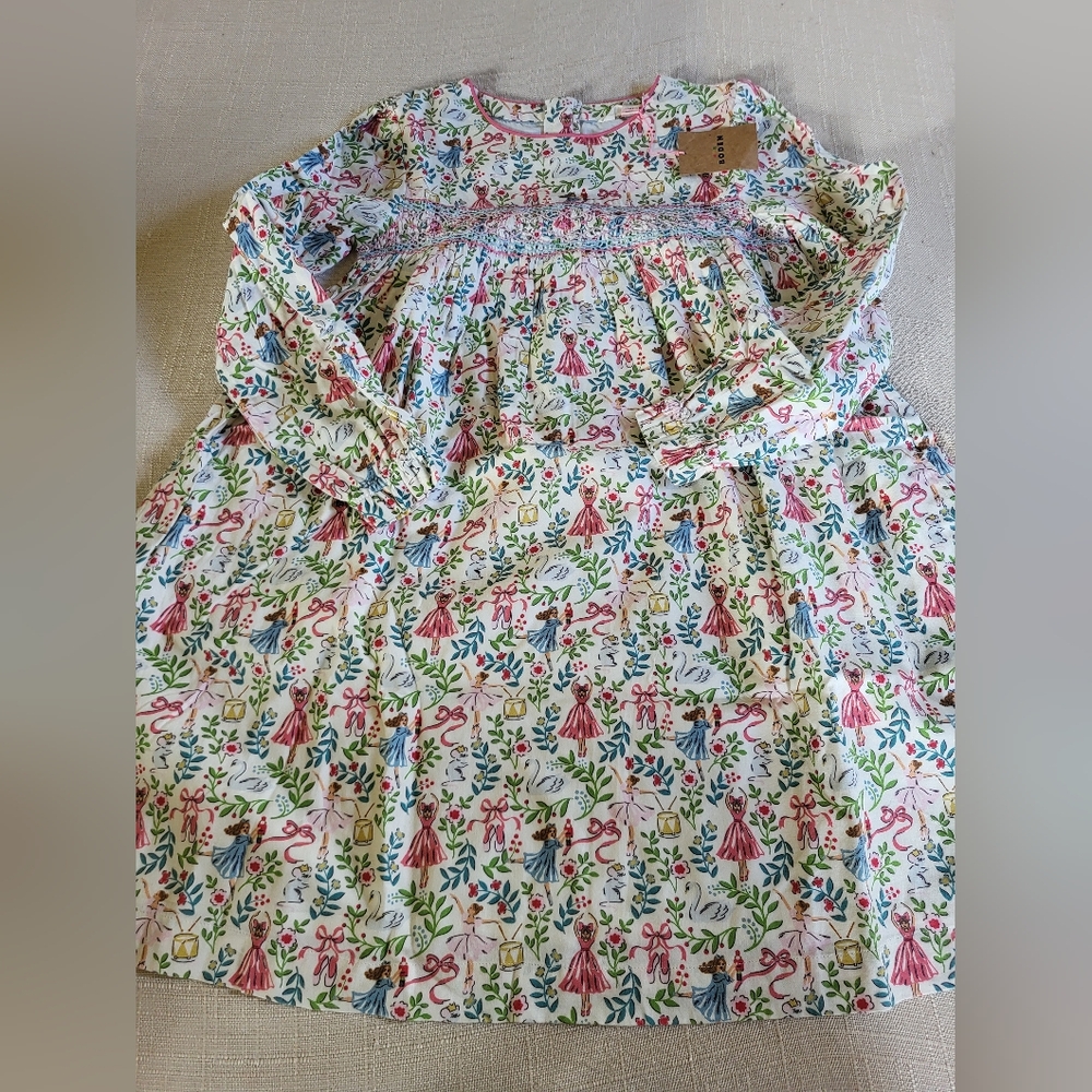 Mini Boden Bess Cosy Smocked Dress Nutcracker Ballet Ballerina NWT New 11-12
